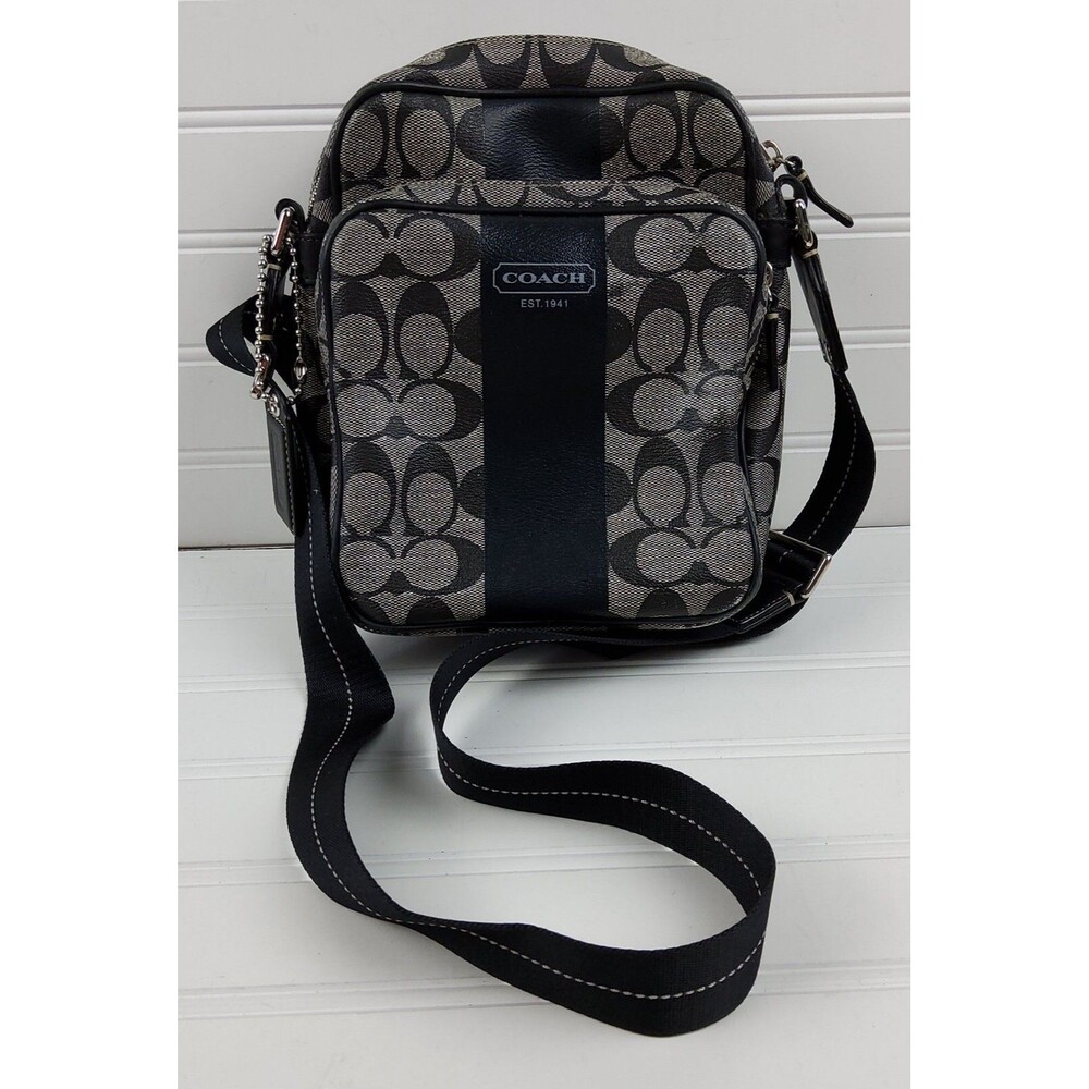Coach Heritage Stripe Flight Shoulder Bag F70589 Handbag Camera Crossbody Purse